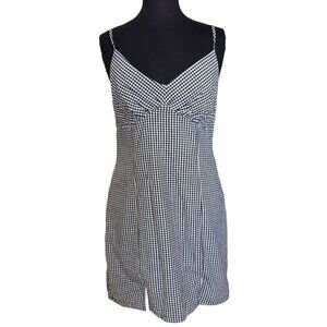 SO Goods For Life Black White Gingham Spaghetti Strap Mini Dress Junior Size 13